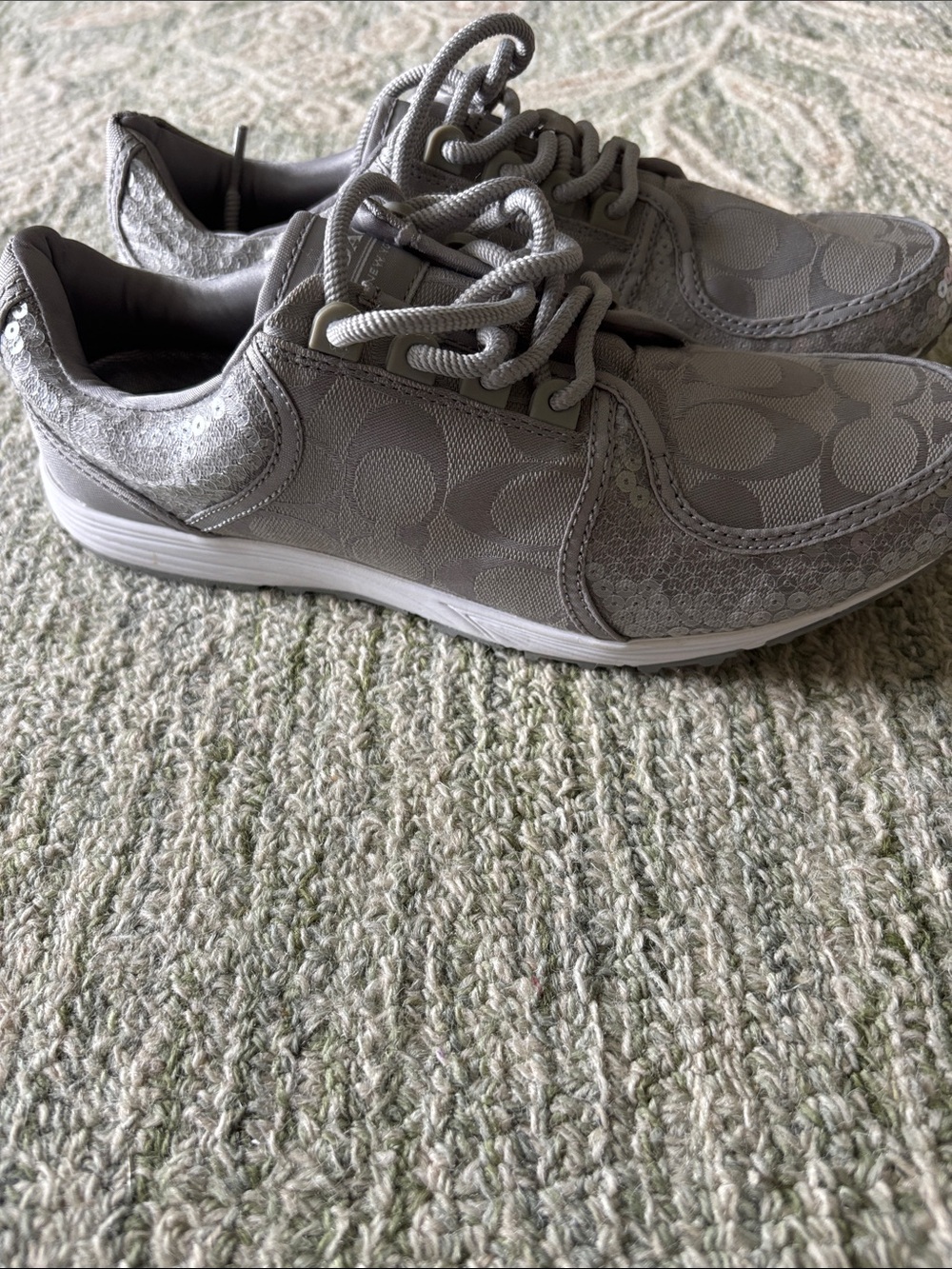 Coach Metallic Gray Signature Sneakers